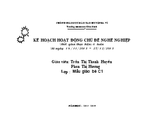 Kế hoạch hoạt động chủ đề nghề nghiệp - Lớp: Mẫu giáo bé