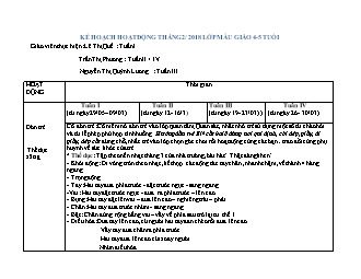 Kế hoạch hoạt động tháng 2/ 2018 lớp mẫu giáo 4 - 5 tuổi