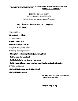 Phiếu quan sát hoạt động: ngoài trời - Đề tài: quan sát những chiếc chổi ngoan