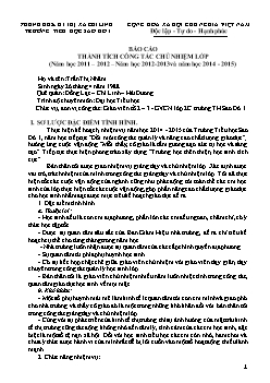Báo cáo thành tích công tác chủ nhiệm lớp