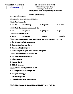 Đề khảo sát đầu năm môn: Tiếng Việt lớp 4 - Năm học: 2018 - 2019