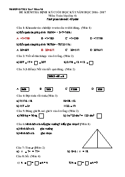 Đề kiểm tra định kỳ cuối học kỳ I môn: Toán lớp (lớp 4)