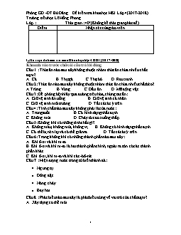 Đề kiểm tra khoa học học kì I  Lớp 4 (năm 2017 - 2018) - Trường tiểu học Lê Hồng Phong