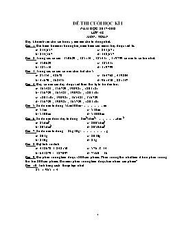 Đề thi cuối học kì I năm học 2017 - 2018 lớp 4 môn: Toán