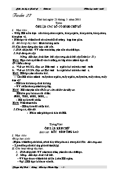 Giáo án các môn học lớp 3 (buổi chiều) - Tuần 27