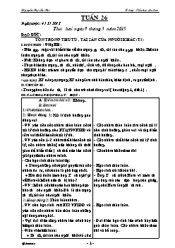 Giáo án các môn học lớp 3 - Trường Tiểu học La Sơn - Tuần 26