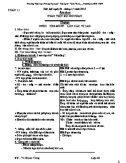 Giáo án các môn lớp 4 - Tuần 13 - Trường Tiểu học Trung Nguyên