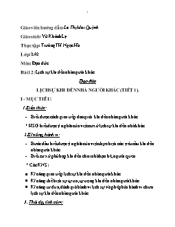 Giáo án Đạo đức 2: Lịch sự khi đến nhà người khác (tiết 1)