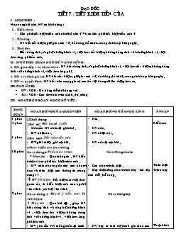 Giáo án Đạo đức 4 tiết 7: Tiết kiệm tiền của