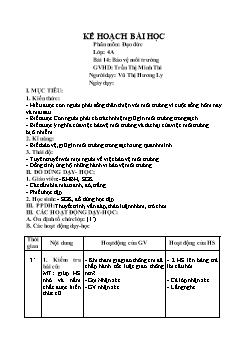 Giáo án Đạo đức Lớp 4 Bài 14: Bảo vệ môi trường