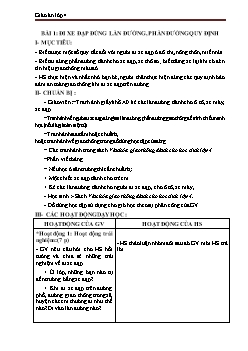 Giáo án dạy Văn hóa giao thông lớp 4