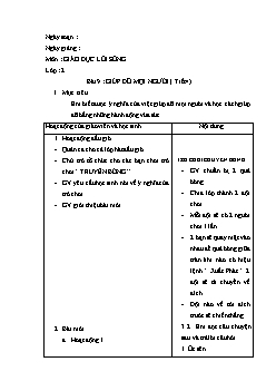 Giáo án Giáo dục lối sống 2 - Bài 9: Giúp đỡ mọi người (tiết 4)