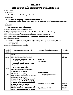 Giáo án Khoa học 4 - Tuần 30 - Tiết 59 + 60