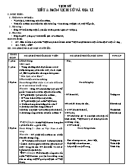 Giáo án Lịch sử 4 tiết 1: Môn lịch sử và địa lí