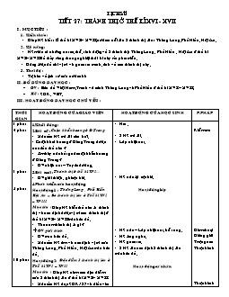 Giáo án Lịch sử 4 tiết 27: Thành thị ở thế kỉ XVI - XVII