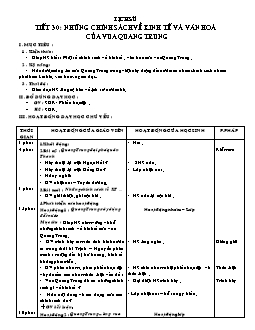 Giáo án Lịch sử 4 tiết 30: Những chính sách về kinh tế và văn hoá của vua Quang Trung