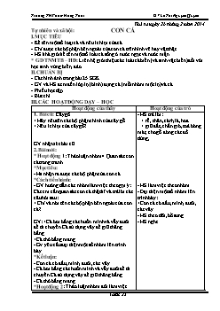 Giáo án lớp 1, tuần 25 - Môn Tự nhiên và xã hội: Con cá