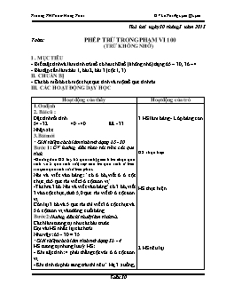 Giáo án lớp 1, tuần 30 - Môn Toán học