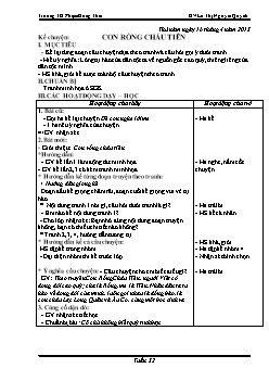 Giáo án lớp 1, tuần 32 - Môn Kể chuyện: Con rồng cháu tiên