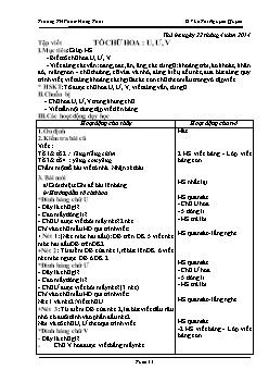 Giáo án lớp 1, tuần 33 - Môn Tập viết: Tô chữ hoa: U, Ư, V