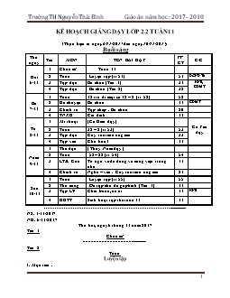 Giáo án Lớp 2 Tuần 11 - Trường TH Nguyễn Thái Bình