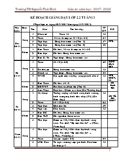 Giáo án Lớp 2 Tuần 13 - Trường TH Nguyễn Thái Bình