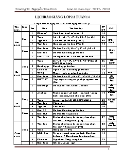 Giáo án Lớp 2 Tuần 14 - Trường TH Nguyễn Thái Bình