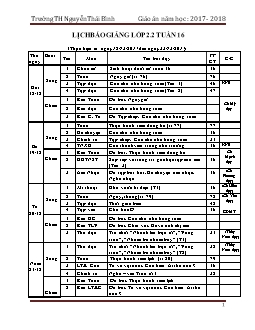 Giáo án Lớp 2 Tuần 16 - Trường TH Nguyễn Thái Bình