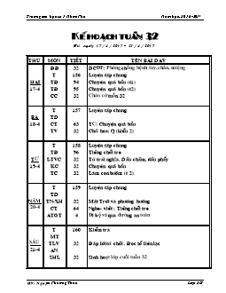Giáo án Lớp 2 Tuần 32 - Trường Tiểu học số 1 Nhơn Phú