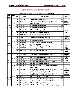 Giáo án Lớp 2 Tuần 34 - Trường TH Nguyễn Thái Bình
