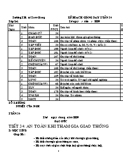 Giáo án Lớp 2 Tuần 34 - Trường TH1 xã Tam Giang