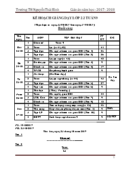 Giáo án Lớp 2 Tuần 9 - Trường TH Nguyễn Thái Bình