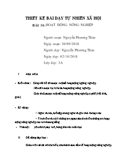 Giáo án lớp 3 môn Tự nhiên xã hội - Bài 30: Hoạt động nông nghiệp