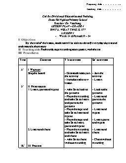 Giáo án lớp 4 môn Tiếng Anh -  Unit 6: What time is it? - Lesson 1 - Week: 14 & period: 53 - 54