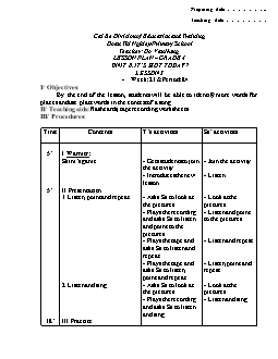 Giáo án lớp 4 môn Tiếng Anh -  Unit 8: It’s hot today? - Lesson 3 - Week: 21 & period: 84