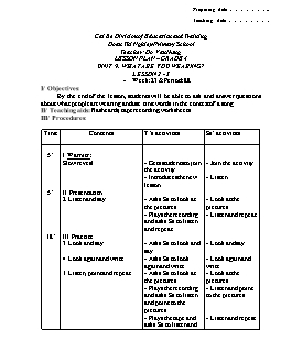 Giáo án lớp 4 môn Tiếng Anh -  Unit 9: What are you wearing? - Lesson 2 - 3 - Week: 23 & period: 88