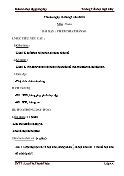 Giáo án lớp 4 môn Toán - Bài dạy: Phép chia phân số