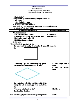Giáo án lớp 4 môn Toán - Bài: Hình thoi
