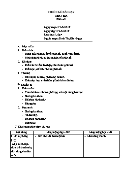 Giáo án lớp 4 môn Toán học - Bài: Phân số