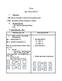 Giáo án lớp 4 môn Toán - Quy đồng mẫu số