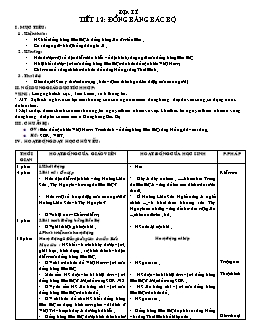 Giáo án lớp 4 tuần 12 môn Địa lí - Tiết 12: Đồng bằng bắc bộ