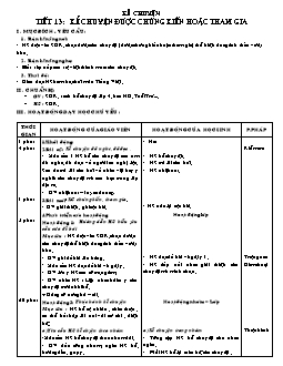 Giáo án lớp 4 tuần 13 môn Kể chuyện - Tiết 13: Kể chuyện được chứng kiến hoặc tham gia