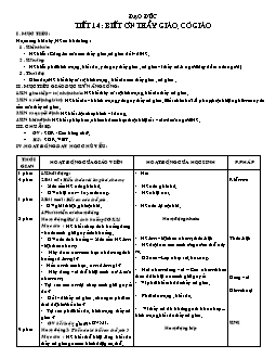 Giáo án lớp 4 tuần 14 môn Đạo đức - Tiết 14: Biết ơn thầy giáo, cô giáo