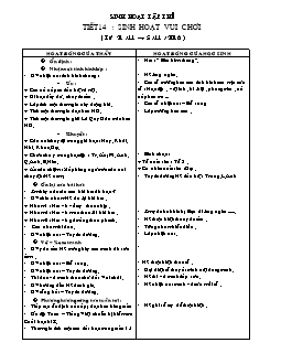 Giáo án lớp 4 tuần 14 môn Sinh hoạt tập thể - Tiết 14: Sinh hoạt vui chơi