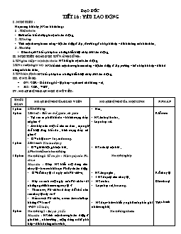 Giáo án lớp 4 tuần 16 môn Đạo đức - Tiết 16: Yêu lao động