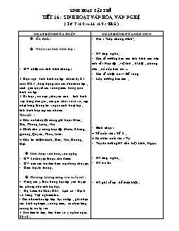 Giáo án lớp 4 tuần 16 môn Sinh hoạt tập thể - Tiết 16: Sinh hoạt văn hóa, văn nghệ