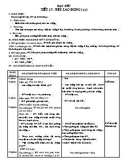 Giáo án lớp 4 tuần 17 môn Đạo đức - Tiết 17: Yêu lao động (tiếp)