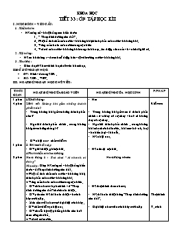 Giáo án lớp 4 tuần 17 môn Khoa học - Tiết 33: Ôn tập học kì I
