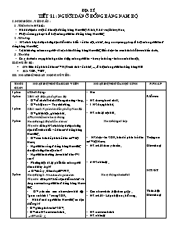 Giáo án lớp 4 tuần 20 môn Địa lí - Tiết 21: Người dân ở đồng bằng Nam Bộ