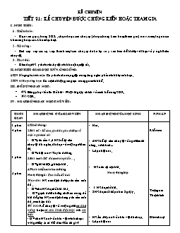 Giáo án lớp 4 tuần 21 môn Kể chuyện - Tiết 21: Kể chuyện được chứng kiến hoặc tham gia